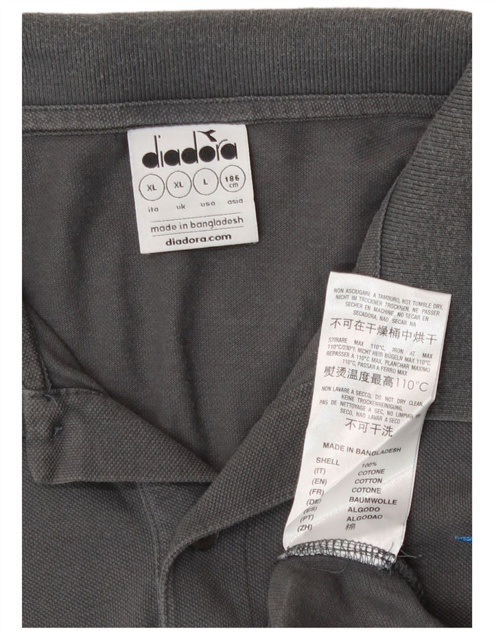 Diadora Mens Polo Shirt XL Grey Cotton