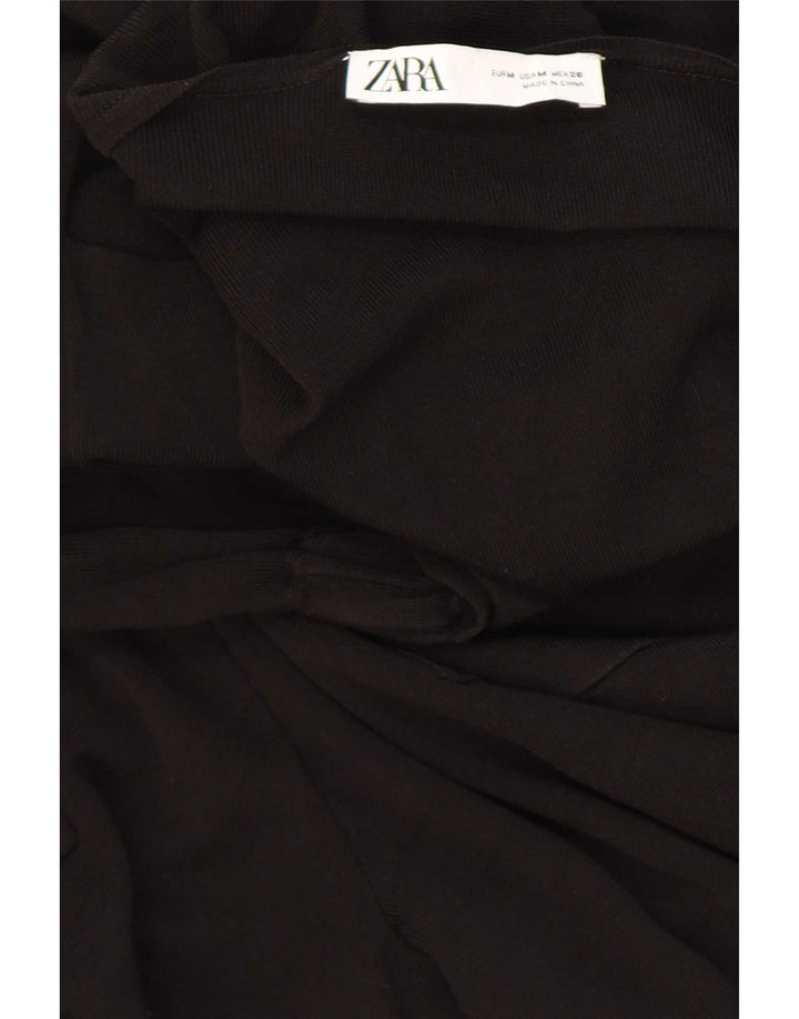 Zara Womens 3/4 Sleeve Jumpsuit UK 14 Medium Black