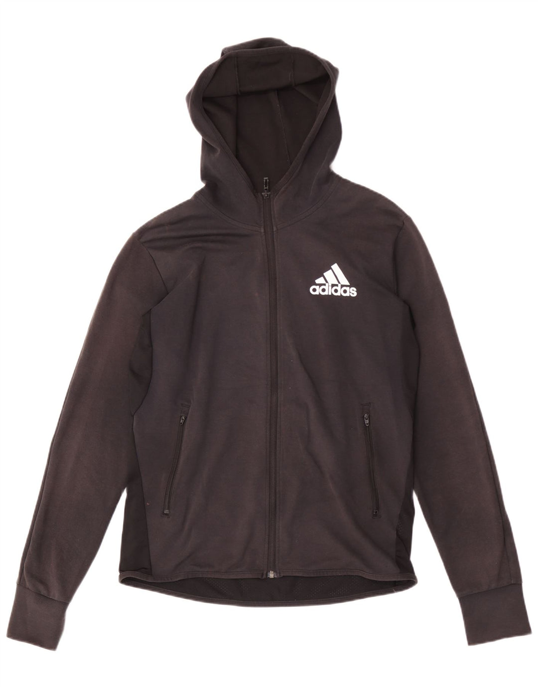 Adidas Mens Zip Hoodie Sweater Medium Black Cotton