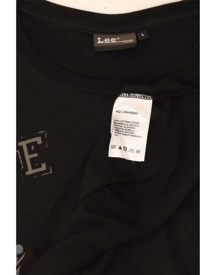 Lee Mens Graphic T-Shirt Top Large Black Cotton