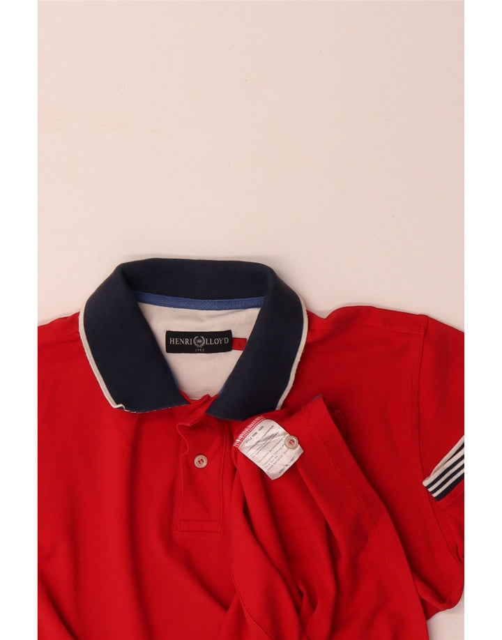 HENRI LLOYD Mens Polo Shirt Large Red Cotton