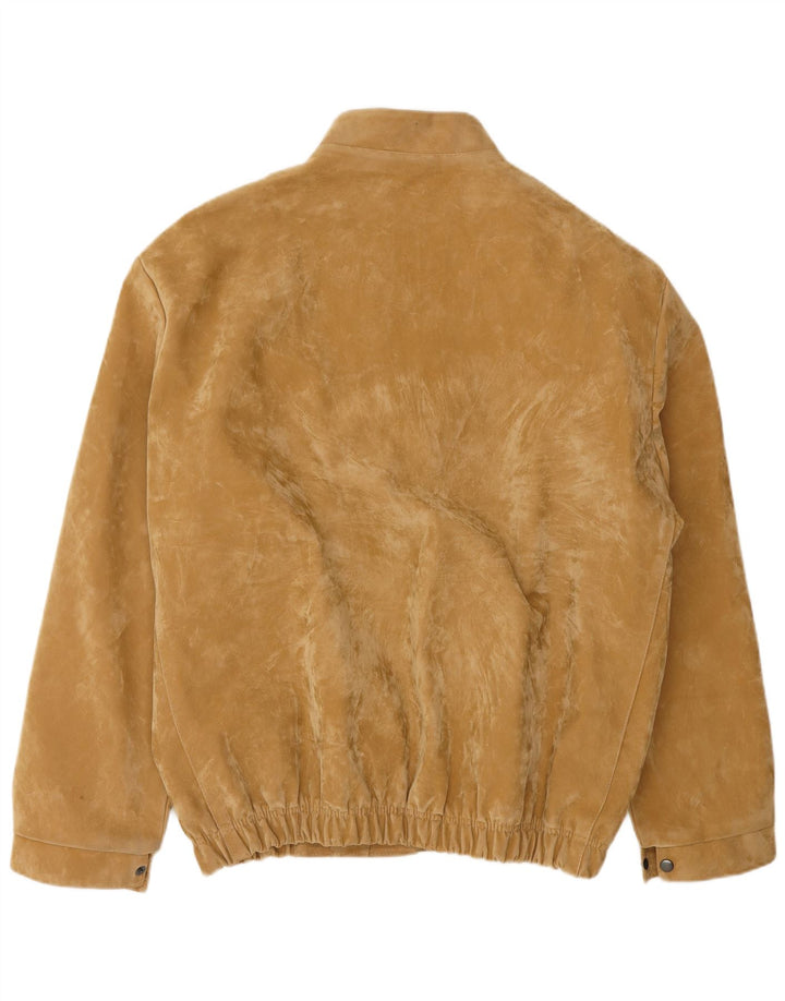 Vintage Mens Suede Bomber Jacket UK 40 Large Beige