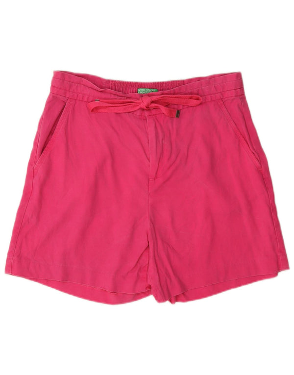 Benetton Womens High Waist Casual Shorts Medium W30 Pink Lyocell