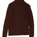 Maglione cardigan da donna Zara UK 14 lana marrone medio