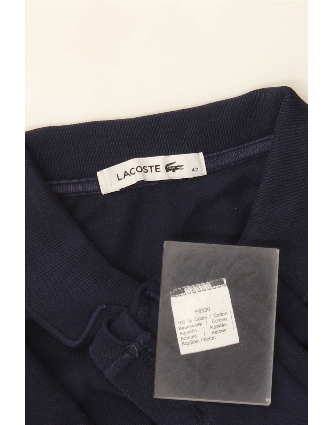 Lacoste Womens Polo Shirt Size 42 Large Navy Blue Cotton