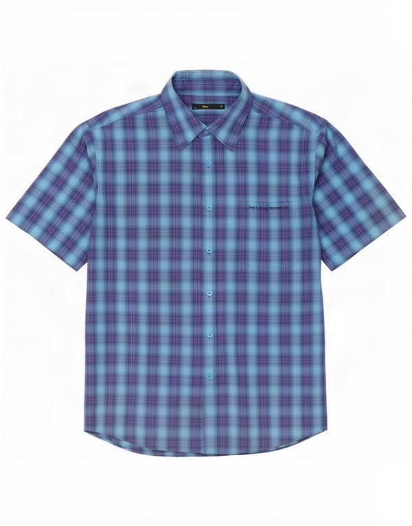 Chemise à manches courtes Lee pour homme XL en coton à carreaux bleus