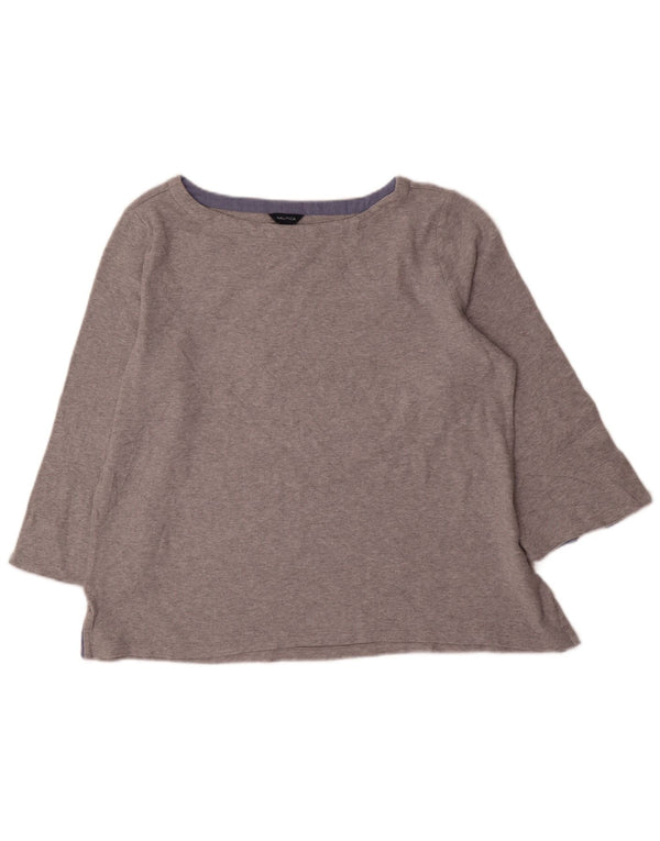 Nautica Damen-Top, 3/4-Ärmel, UK 18, XL, graue Baumwolle