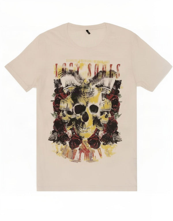 Benetton Herre grafisk T-shirt Top Stor hvid bomuld
