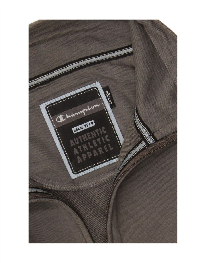 CHAMPION Suéter masculino com zíper e gola XL algodão cinza