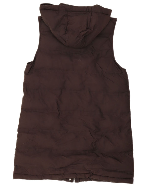 Zara Womens Longline Longline Hooded Padded Gilet UK 14 Medium Black