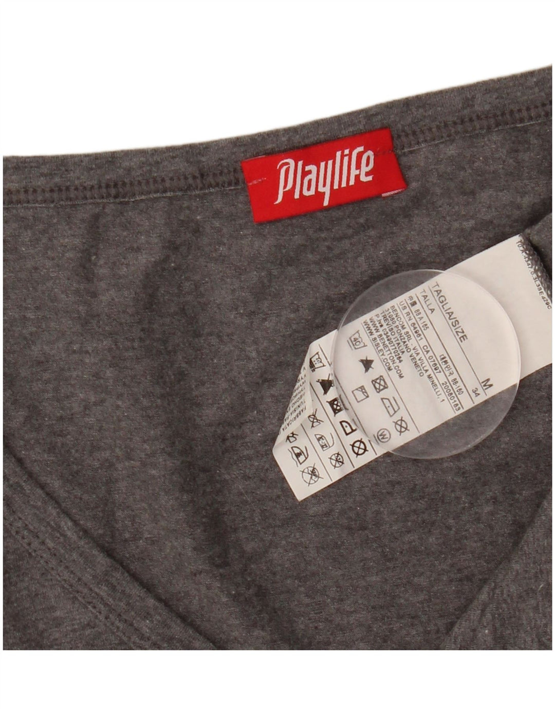 Damski top PLAYLIFE z długim rękawem, UK 12, średnioszary, bawełniany