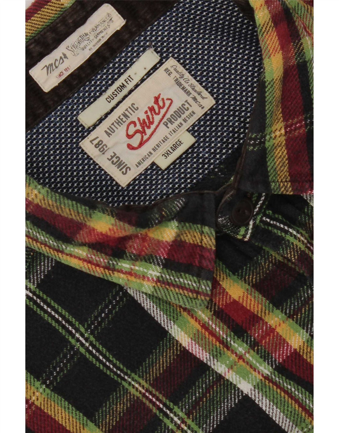 Marlboro Classics Mens Checked Custom Fit Flannel Shirt 3XL Black Check