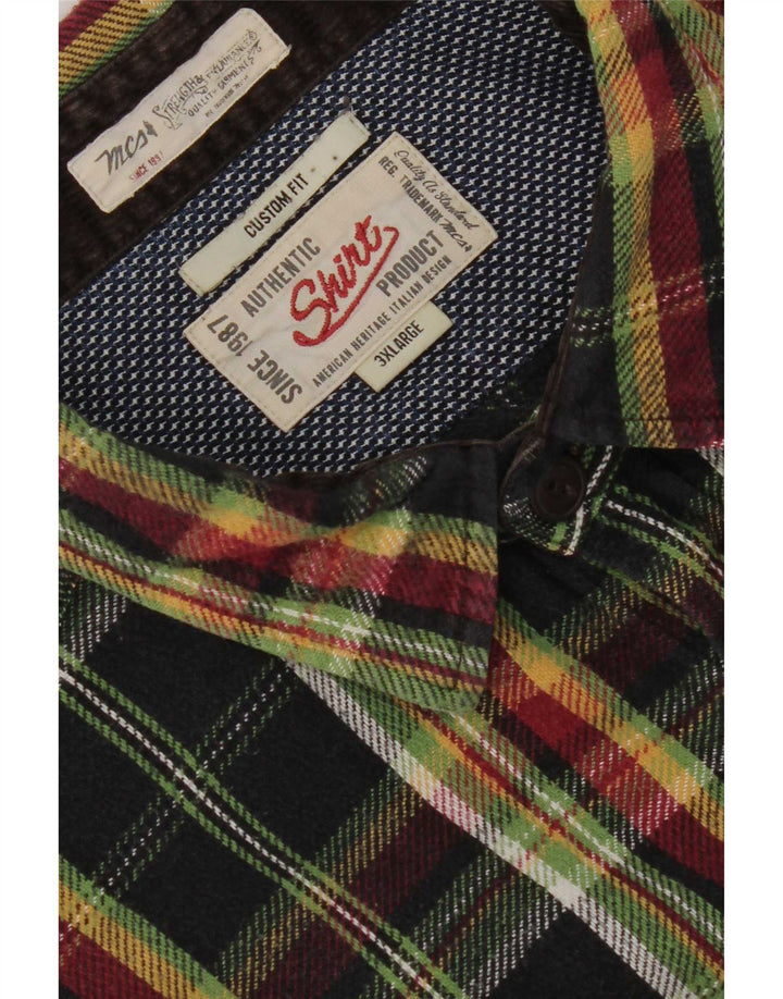 Marlboro Classics Mens Checked Custom Fit Flannel Shirt 3XL Black Check