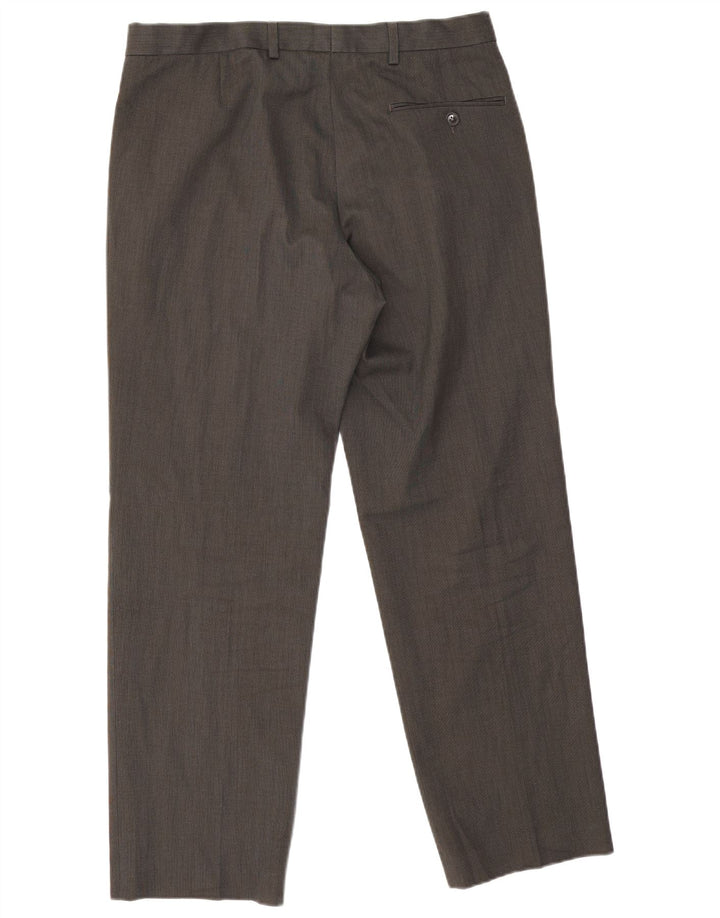 Calça masculina reta regular Marks & Spencer W34 L29 poliéster cinza