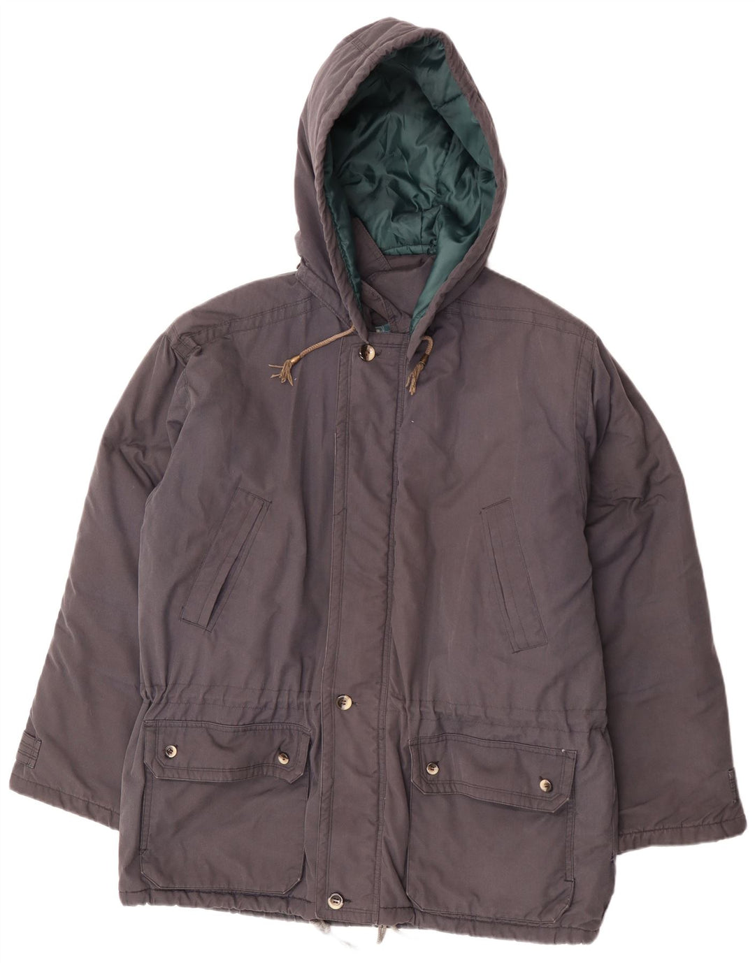 Leader Mens Hooded Padded Coat UK 42 XL Grey Polyester