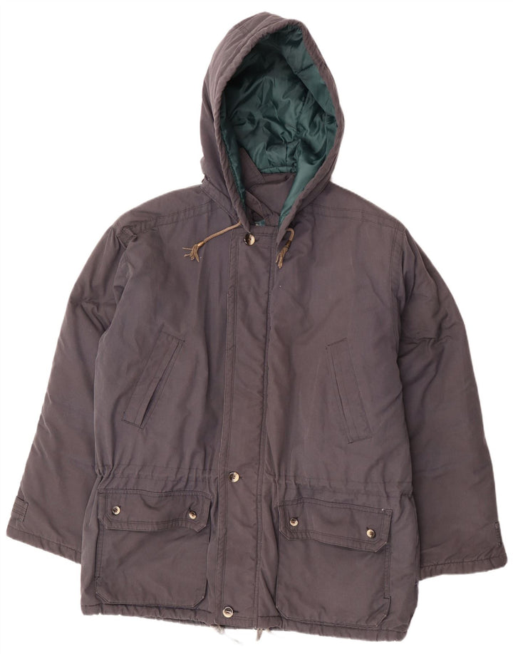 Leader Mens Hooded Padded Coat UK 42 XL Grey Polyester