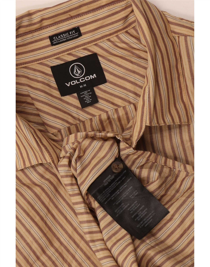 Volcom Chemise classique à manches courtes pour hommes en polyester à rayures beige moyen