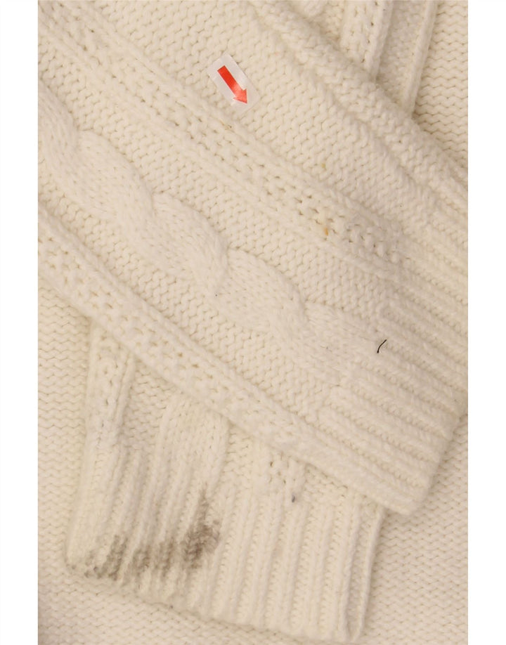 LANDS END Womens Roll Neck Jumper Sweater UK 16 Large White Cotton Vintage Lands End and Second-Hand Lands End from Messina Hembry 
