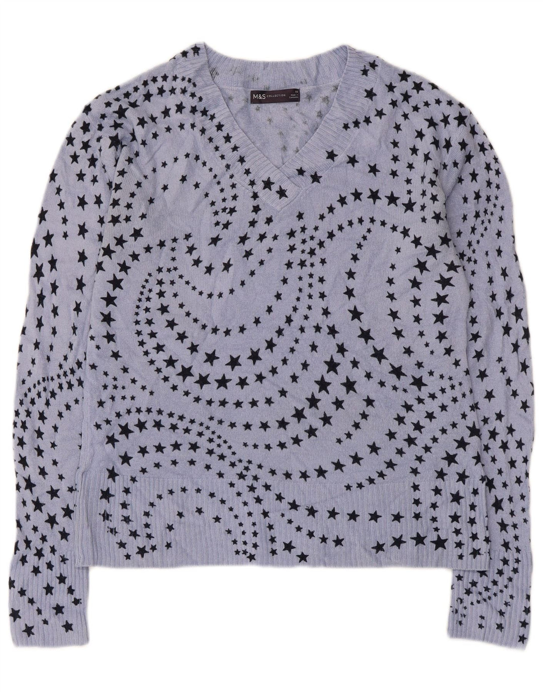 Marks & Spencer Damen-Pullover mit abstraktem Muster und V-Ausschnitt, Gr. 10, Größe B