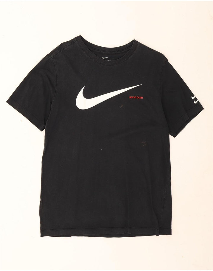 T-shirt grafica Nike Swoosh da uomo in cotone medio nero