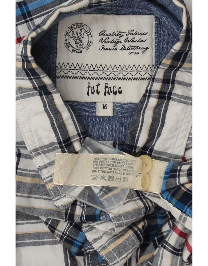 Fat Face Mens Shirt Medium White Check Cotton