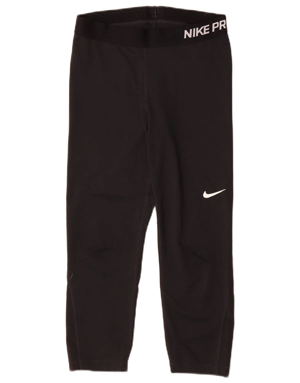 Nike Womens Dri Fit Graphic Capri Leggings UK 12 Medium Black Polyester