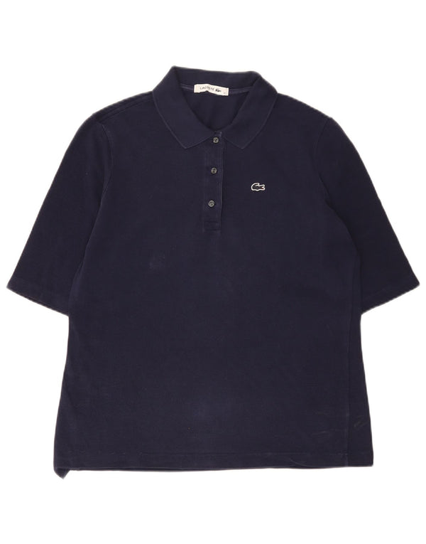 Lacoste Womens Polo Shirt Size 42 Large Navy Blue Cotton