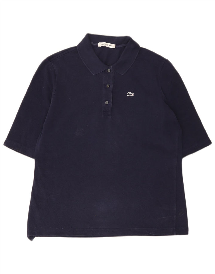 Lacoste Womens Polo Shirt Size 42 Large Navy Blue Cotton