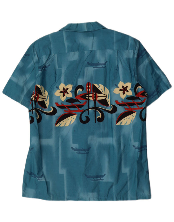 RJC Mens Graphic Short Sleeve Shirt Large Blue Floral Cotton