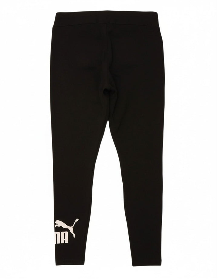 PUMA Womens Graphic Leggings UK 14 Large  Black Cotton