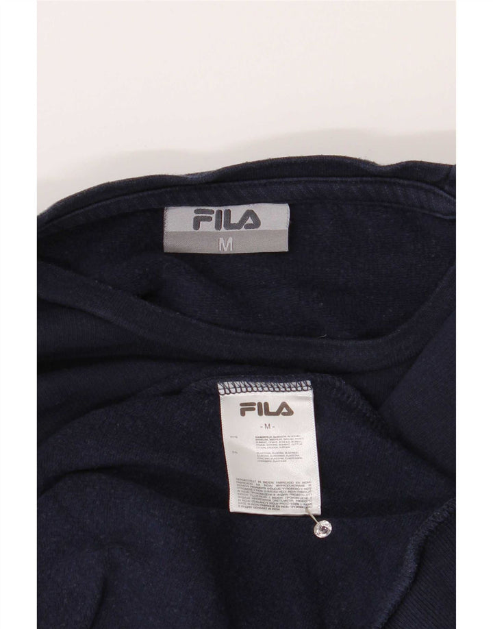 Fila Donna Felpa Maglione UK 14 Medio Blu Navy Cotone