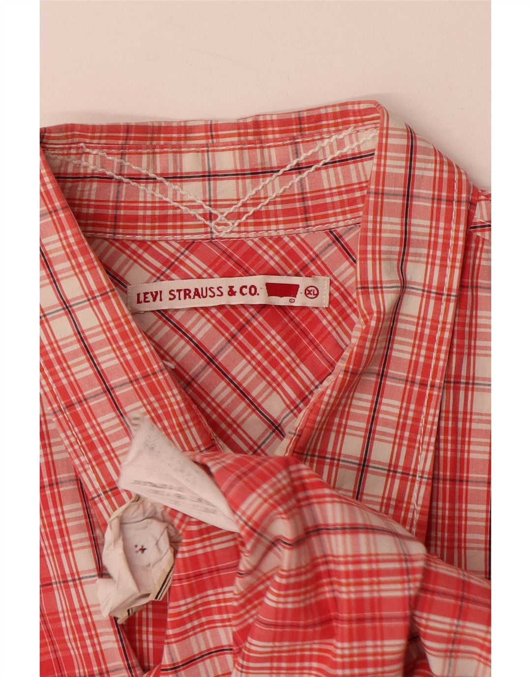 LEVI'S Camicia a maniche corte da uomo XL in cotone a quadri rossi