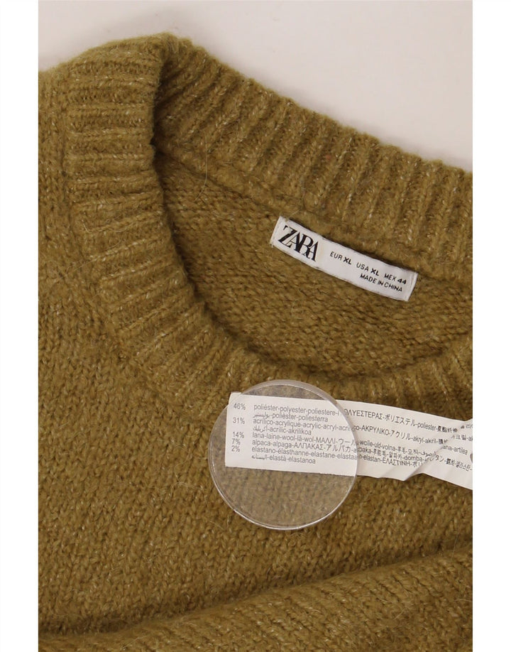 Maglione ZARA da uomo girocollo XL poliestere kaki