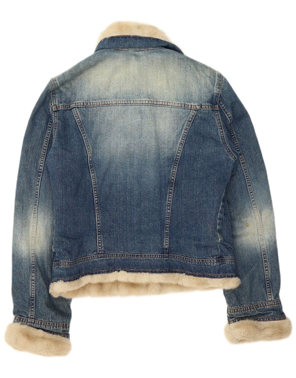 Liu Jo Damen Sherpa Jeansjacke UK 10 Small Blau Baumwolle