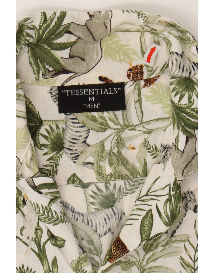 TESSENTIALS Mens Jungle Short Sleeve Shirt Medium Green Animal Print