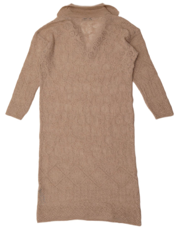 Zara Robe pull surdimensionnée à manches longues pour femme UK 10 Petit Acrylique Beige