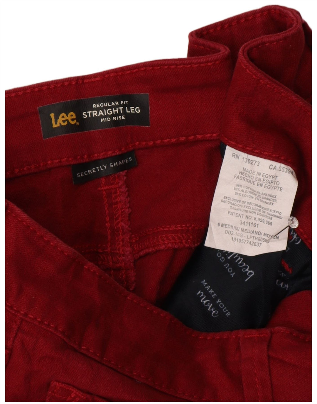 LEE Womens Mid Rise Regular Fit Straight Jeans US 6 Medium W30 L28 Red