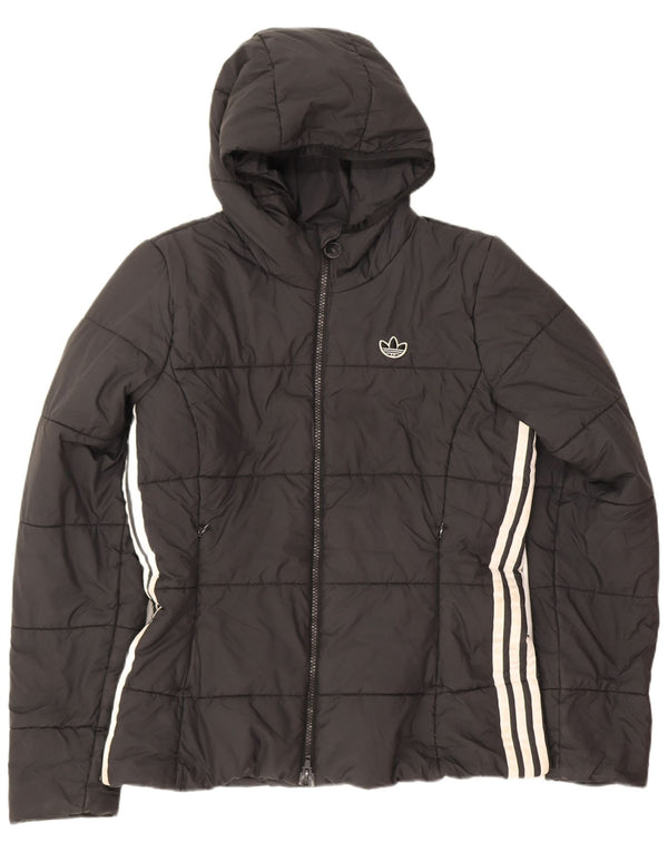 Jaqueta Adidas Feminina Com Capuz Acolchoada UK 14 Médio Preto