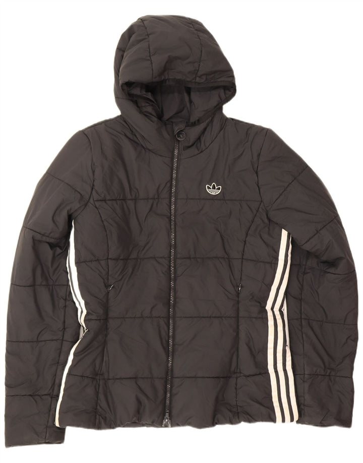Adidas - Chaqueta acolchada con capucha para mujer, talla 40, talla M, color negro
