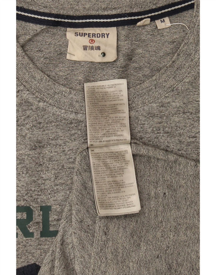 Superdry Mens Graphic T-Shirt Top Medium Grey Flecked Cotton