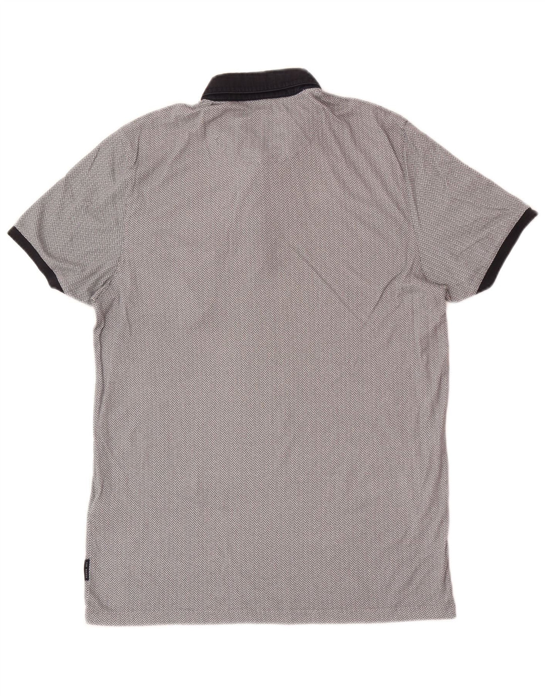 Ted Baker Herre Regular Fit Polo Shirt Størrelse 3 Medium Grå Geometrisk Bomuld