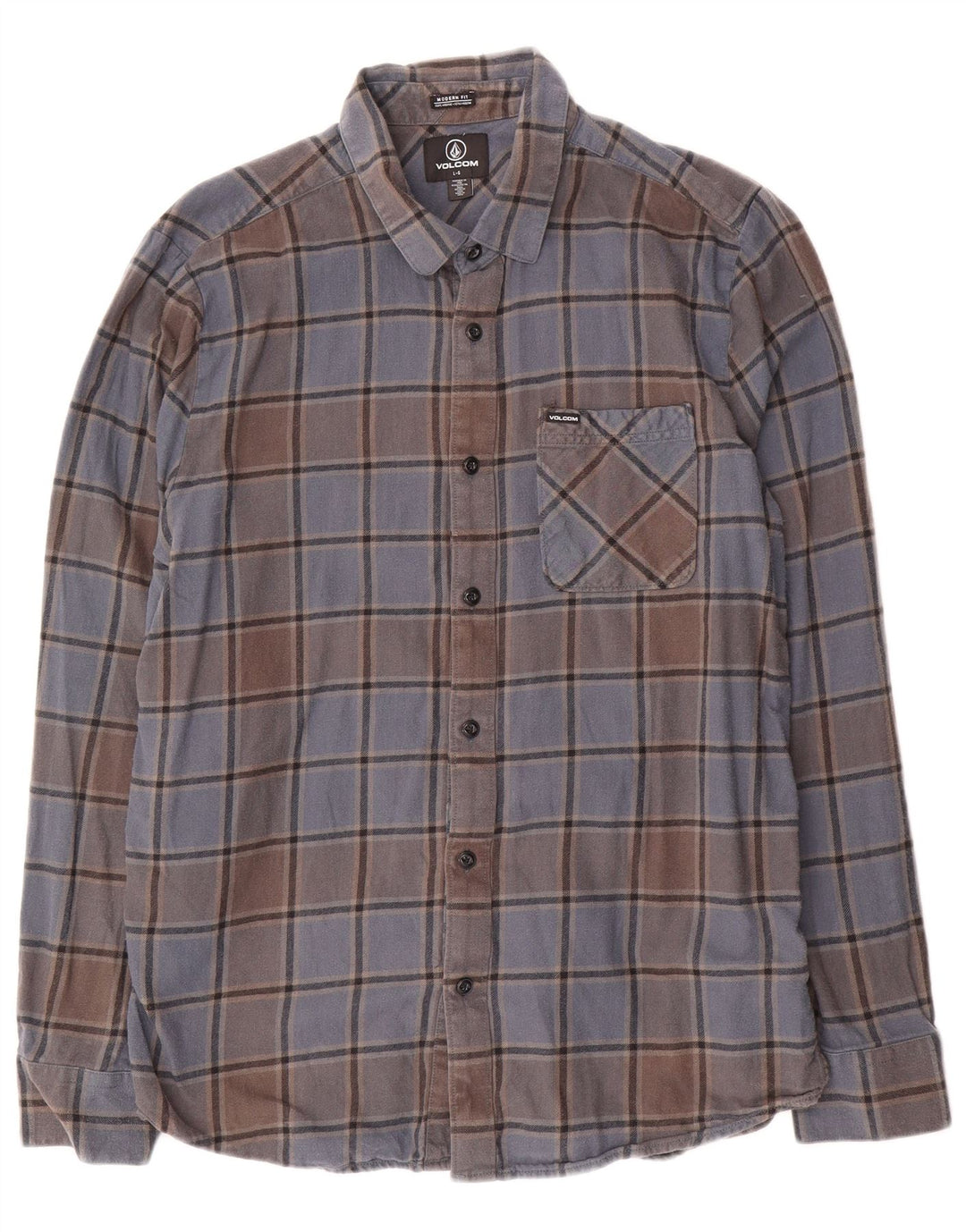 Volcom Chemise en flanelle coupe moderne pour hommes, grand coton à carreaux bleu