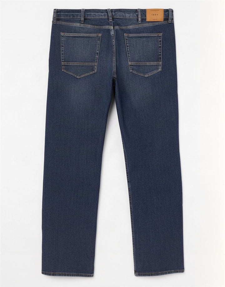 Marks & Spencer Mens Regular Straight Jeans W42 L31 Navy Blue Cotton
