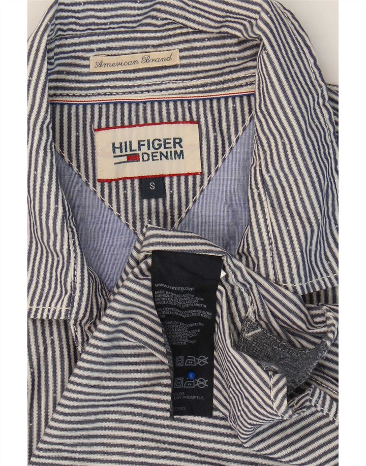 Tommy Hilfiger Mens Shirt Small Blue Pinstripe Cotton