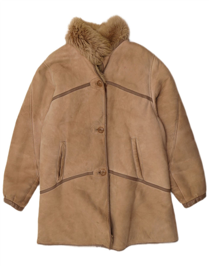 Vintage Dame Shearling Coat UK 14 Medium Brown Shearling