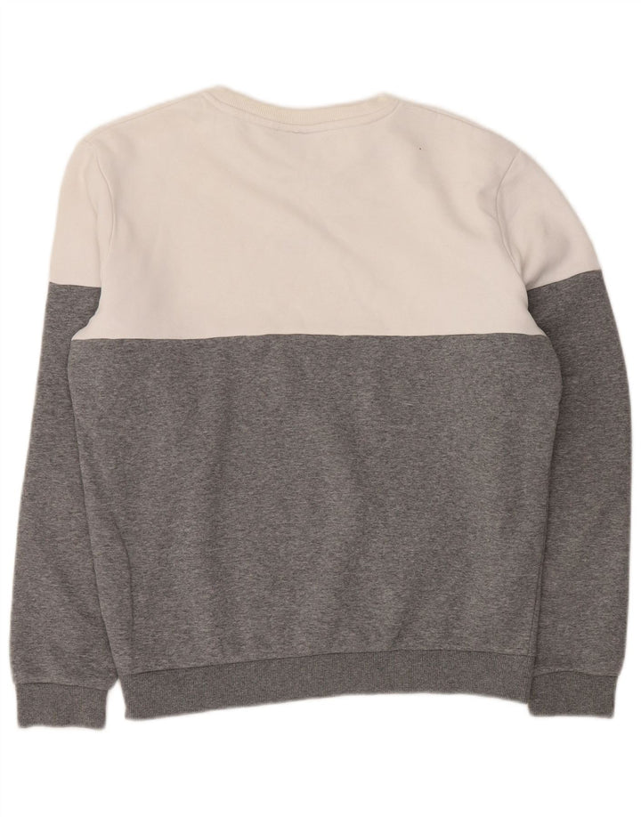 FILA Mens Graphic Sweatshirt Jumper Small Grey Colourblock Cotton