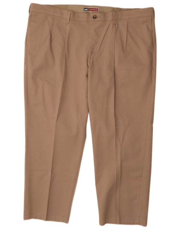 Lee Mens Custom Fit Pegged Chino Hose W46 L28 Beige Baumwolle