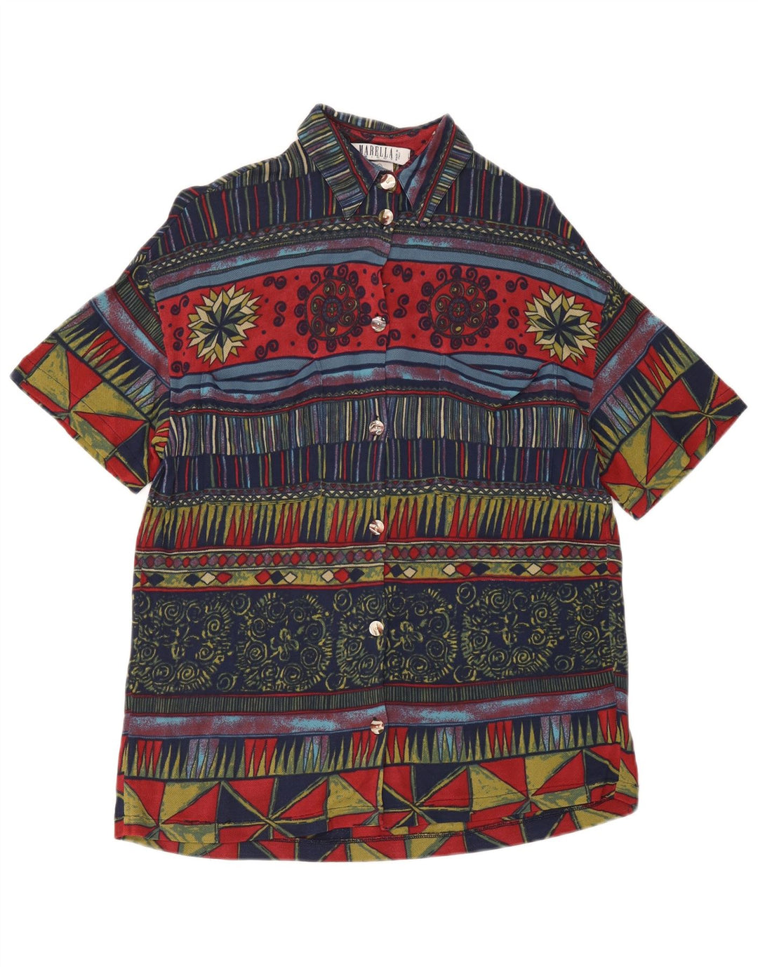 Marella Blusa tipo camisa para mujer UK 44 Mediana Multicolor Geométrica