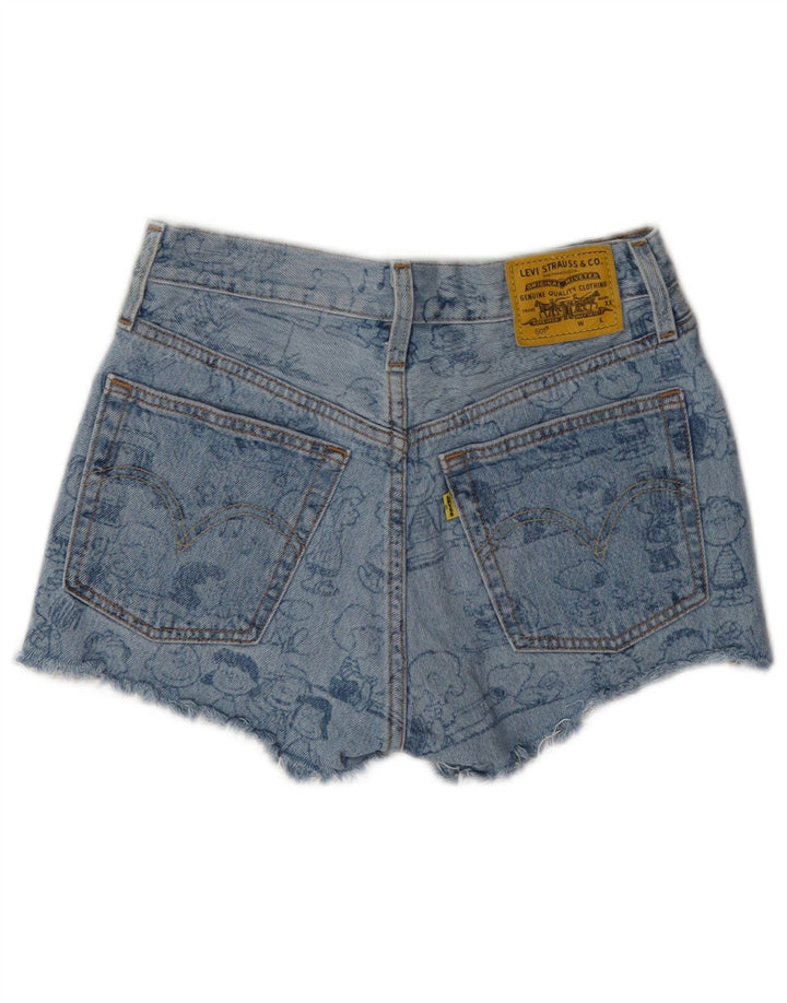 Levi's Womens Peanuts Graphic Denim Shorts W24 XS Blue Cotton