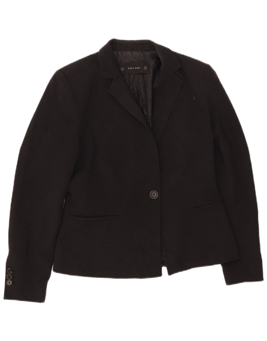 Zara Womens 1 Button Blazer Jacket UK 12 Medium Black